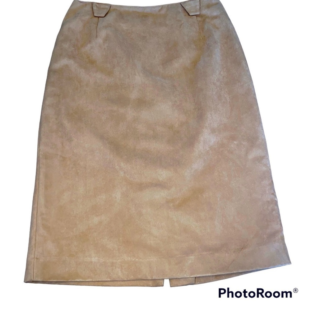 Via Condotti Faux Suede Tan Knee Length Pencil Skirt Women’s Size 8